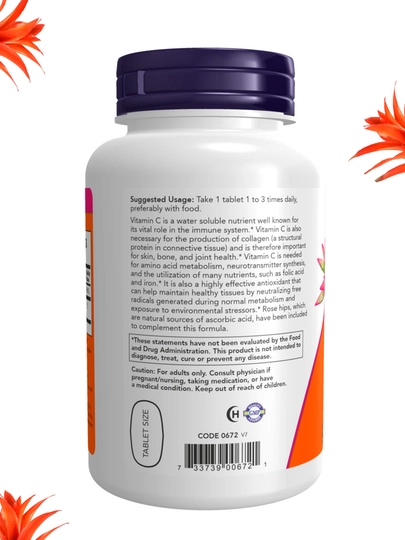 NOW Supplements, Витамин C 500 мг и 1000 мг с шиповником, Халяль