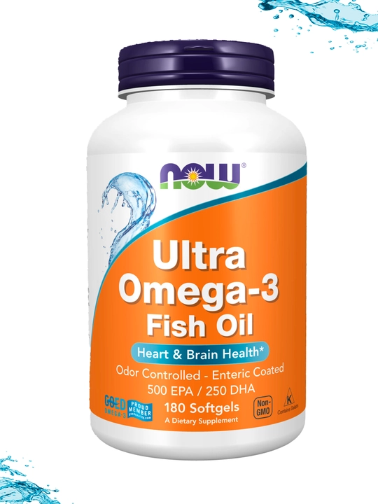 NOW Supplements, Ultra Omega-3, 500 EPA и 250 DHA, рыбий желатиновый капсула