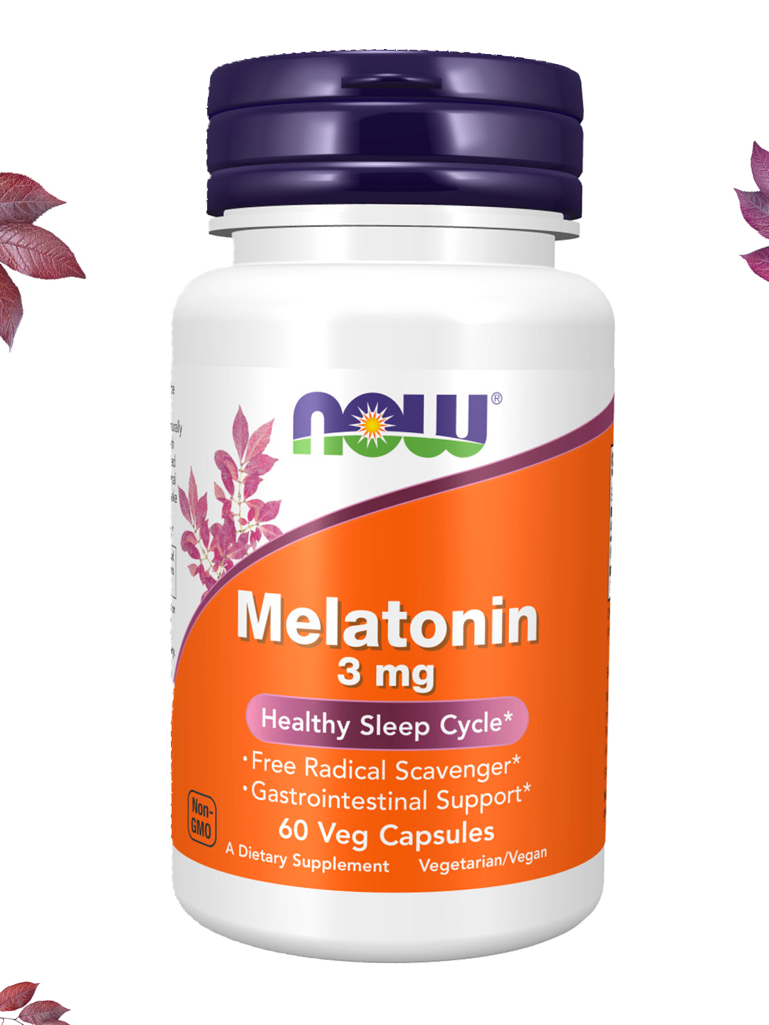 Мелатонин NOW Supplements, цикл здорового сна, 3 мг, 60 капсул, Халяль