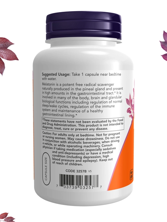 Мелатонин NOW Supplements, цикл здорового сна, 3 мг, 60 капсул, Халяль
