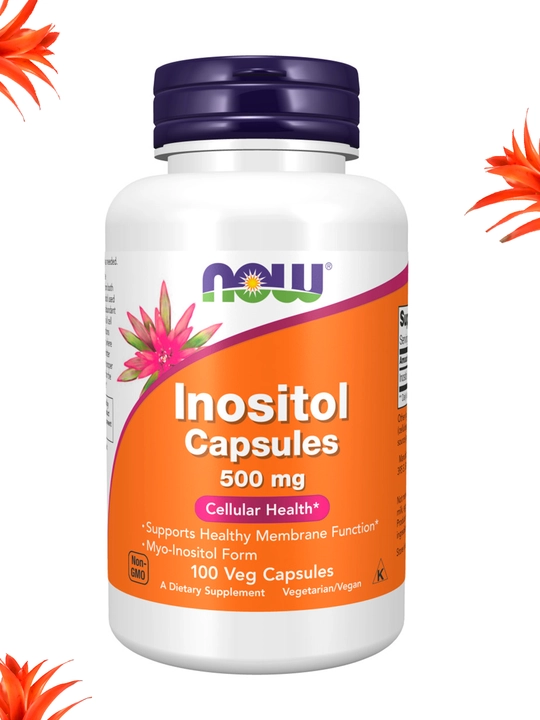 NOW Supplements, Inositol 500 mg, membrana va hujayra salomatligi, 100 kapsula Halol
