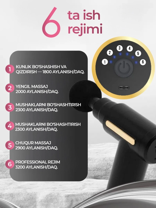 Massajor apparati, bel, tana, oyoq, qo'l va bo'yin massaji