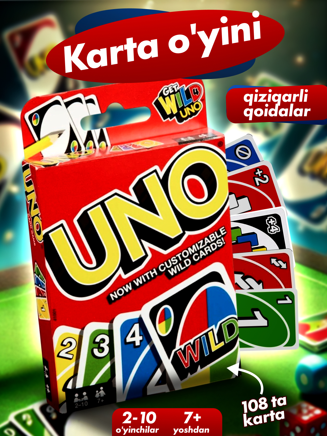 Настольные игральные карты Uno Flip, Uno classic, Dos, Anime, Minecraft ...