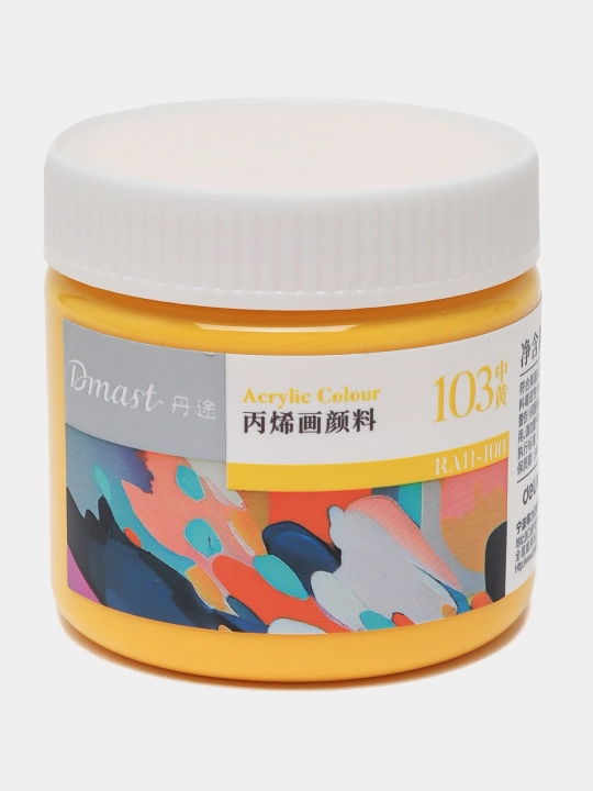 Bankadagi akril bo'yoq, 100 ml, 103 MEDIUM YELLOW, Dmast Deli RA11-100-103 q0000054432 - 
