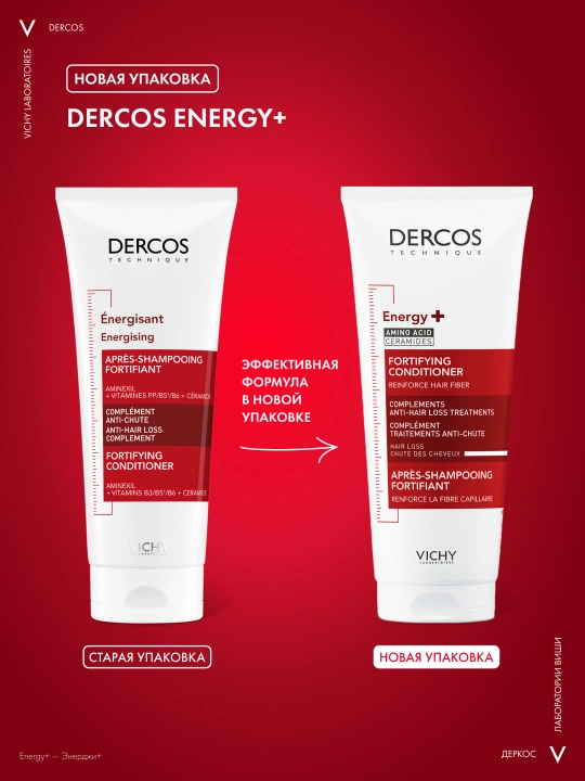 Укрепляющий кондиционер VICHY DERCOS ENERGY+, против выпадения волос, 200 мл