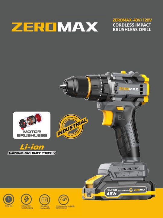 Simsiz shurup buragich ZEROMAX Professional X-Lock buragichi,48V,10 mm,akkumulyatorli - 
