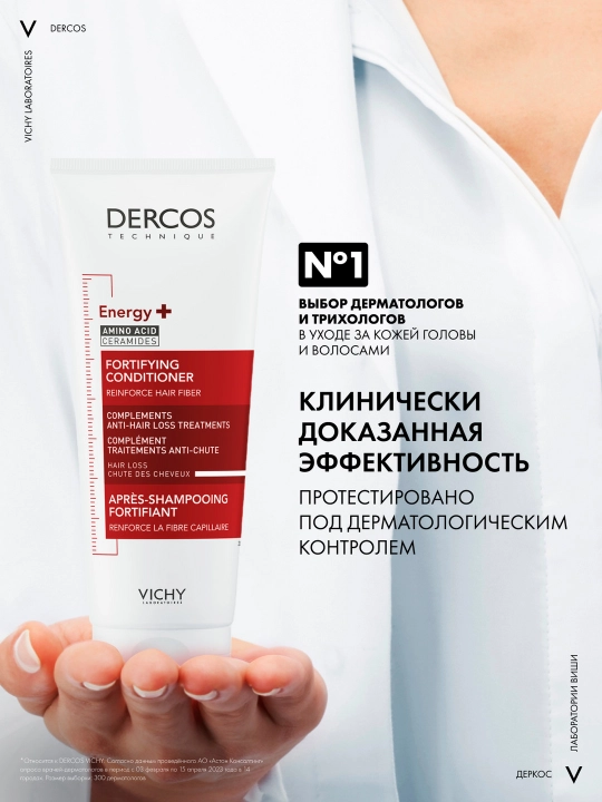 Укрепляющий кондиционер VICHY DERCOS ENERGY+, против выпадения волос, 200 мл