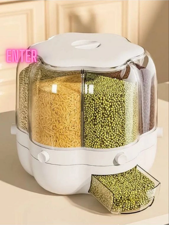 360° aylanuvchi dispenser, konteyner, don idish, don, yorma, yeryongoqlar uchun, 6 bolimli