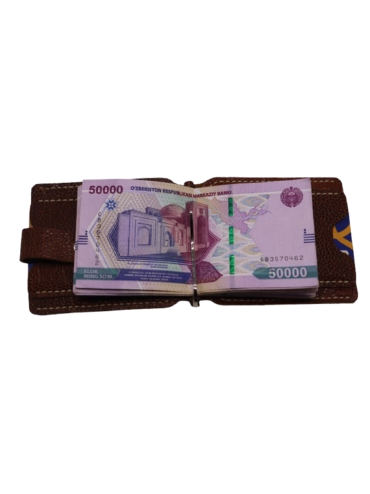 Pul va kartalar uchun hamyon, tabiiy charm