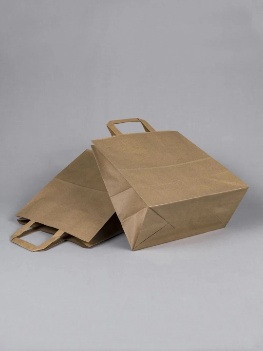 Buralgan va tekis tutqichli kraft qog'oz paket, 25 dona