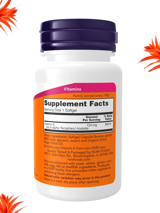 NOW Supplements, Vitamin E, 200 ME va 400 ME, D-Alpha Tokoferil