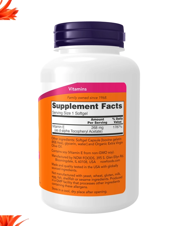 NOW Supplements, Vitamin E, 200 ME va 400 ME, D-Alpha Tokoferil