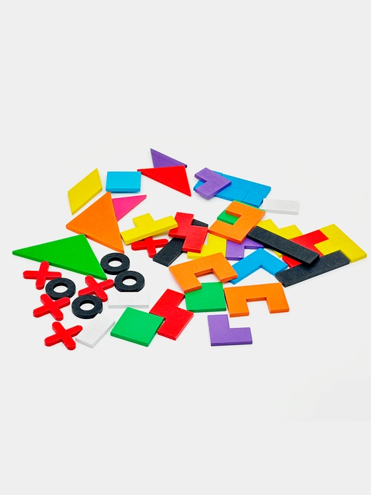 Ta'limiy yog'och jumboq o'yini Tangram, magnitli, tangram vazifalar bilan, tetris