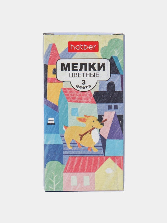 Мелки Hatber, Городок, в картонной коробке, 3 цвета по 2 шт - 
