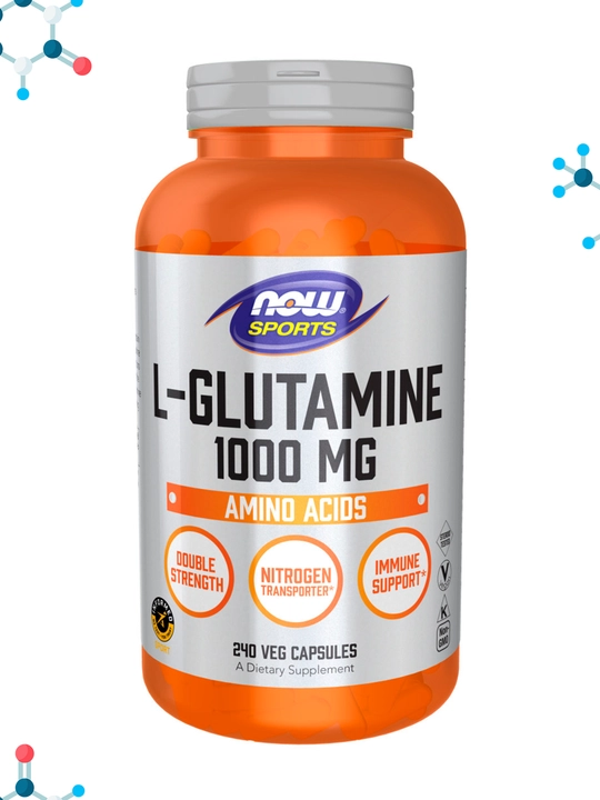 NOW Foods, Sports, L-глутамин, двойная сила, 1000 мг, 120 капсул, Халяль