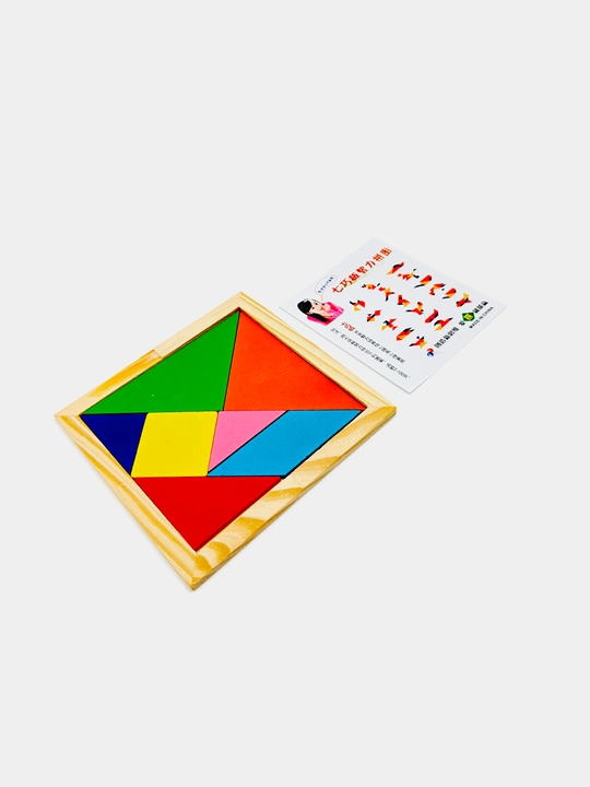 Ta'limiy yog'och jumboq o'yini Tangram, magnitli, tangram vazifalar bilan, tetris
