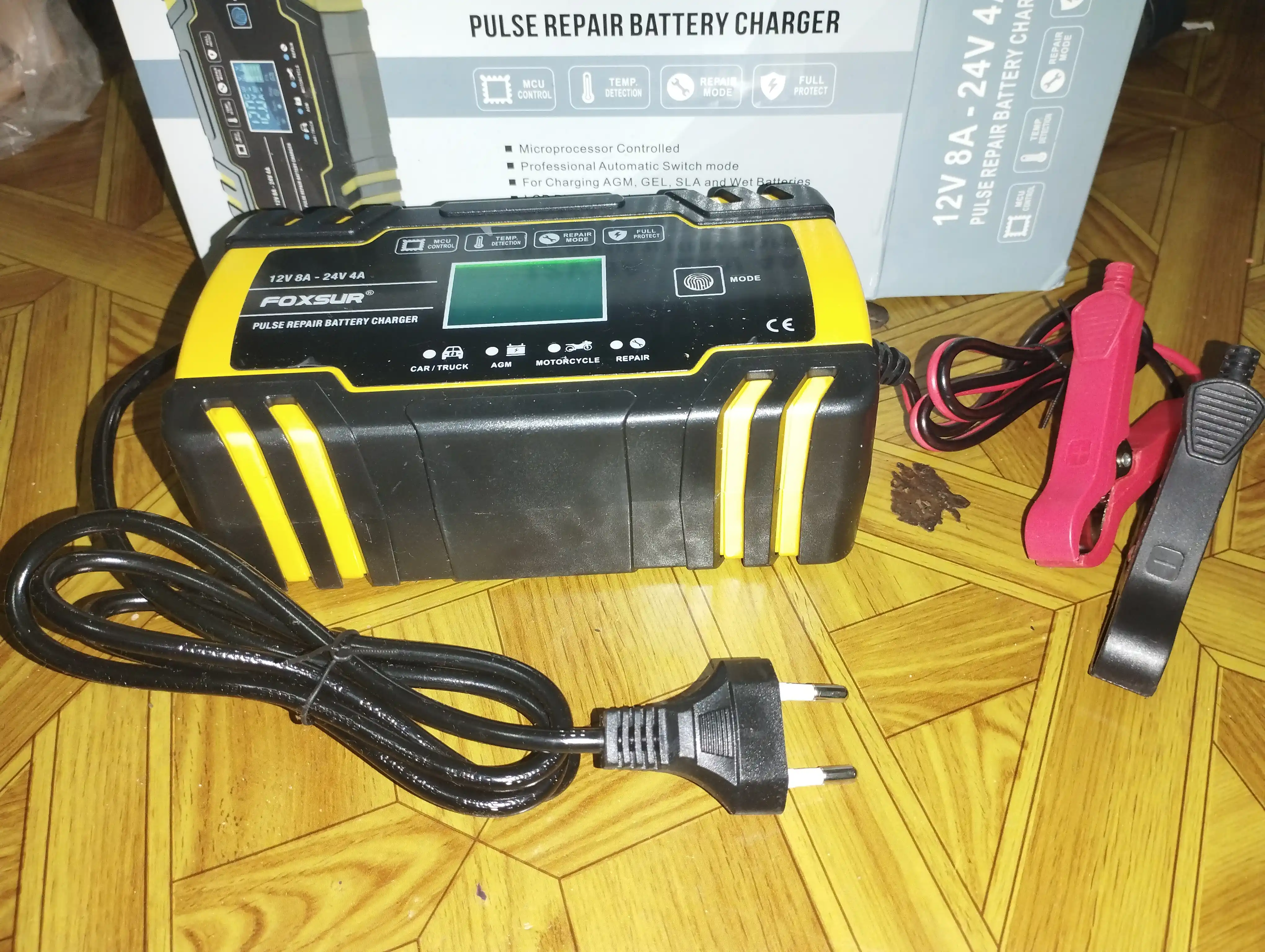 FOXSUR 12V 8A / 24V 4A akkumulyator zaryad qurilmasi, avtomatik, AGM GEL