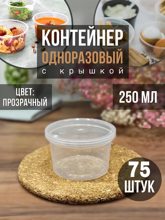 Qopqoqli plastik konteynerlar, 250 ml - 