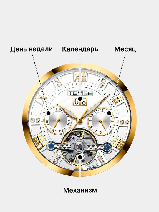 Часы мужские TEVISE, наручные, механические, классические