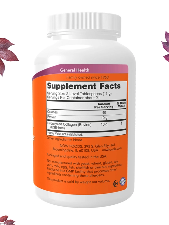 Kollagen NOW Supplements, kukun va kapsulalarda