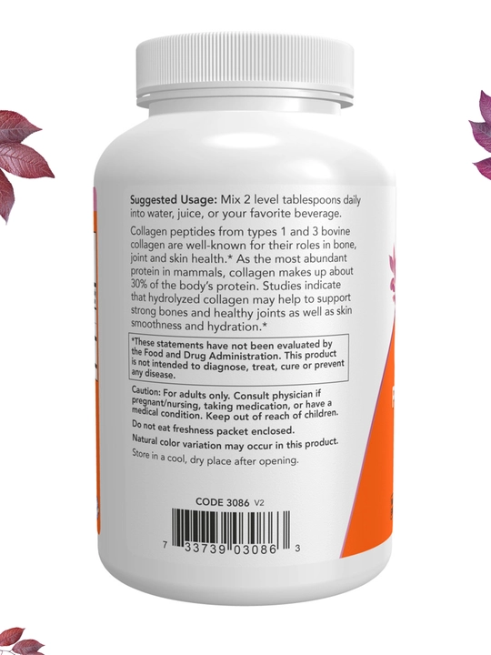 Kollagen NOW Supplements, kukun va kapsulalarda