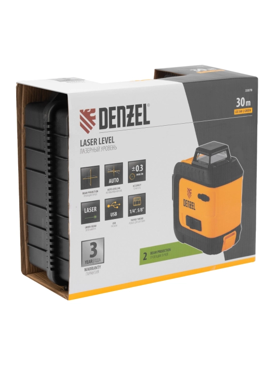 Lazer darajasi DENZEL LXI 360-2 Green, multiprizma, 8 nur, 30 m, 35078