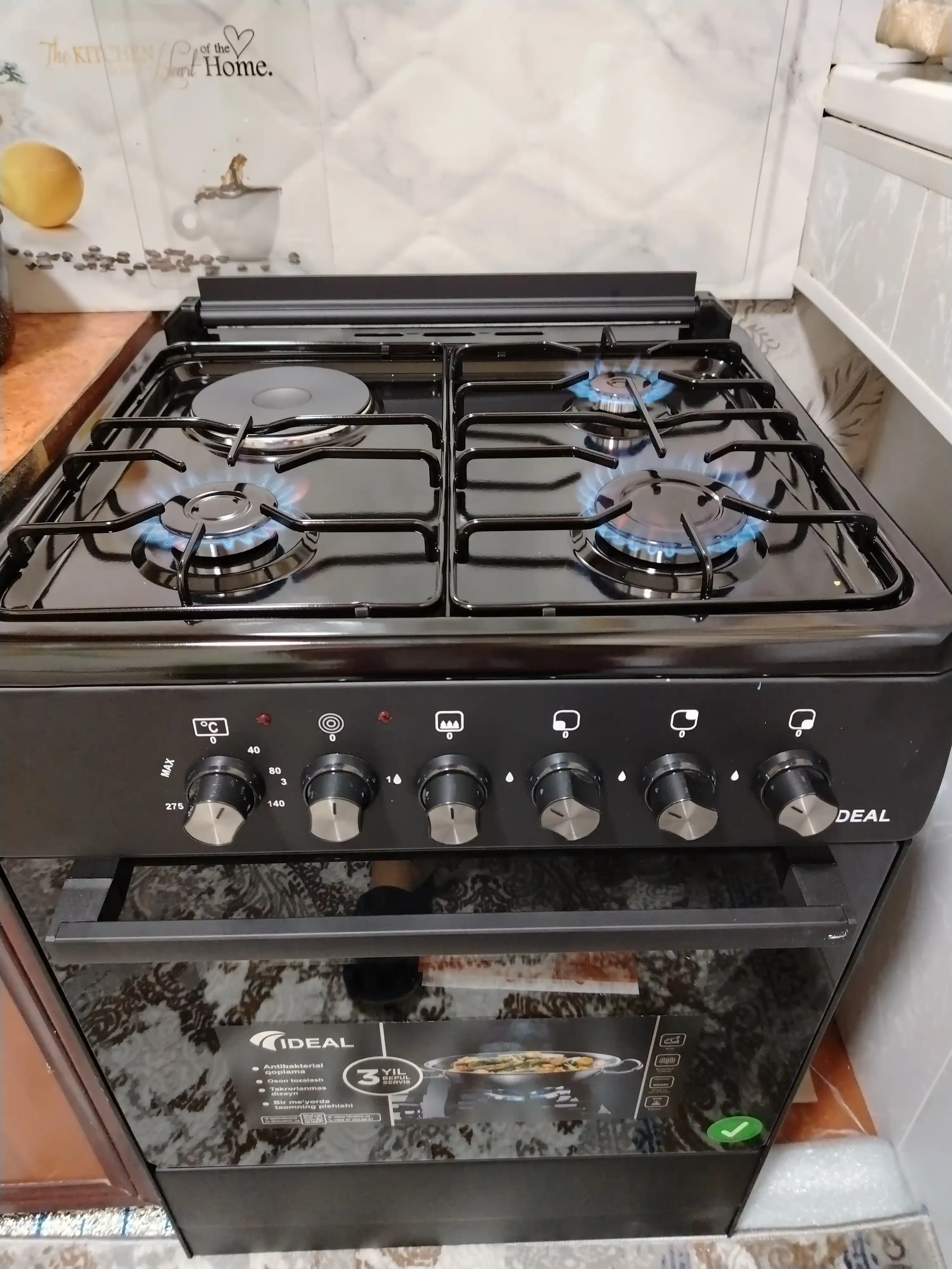 Gaz plita Ideal L305, 3+1 konforkali, pech hajmi 65 litr, 60 * 60