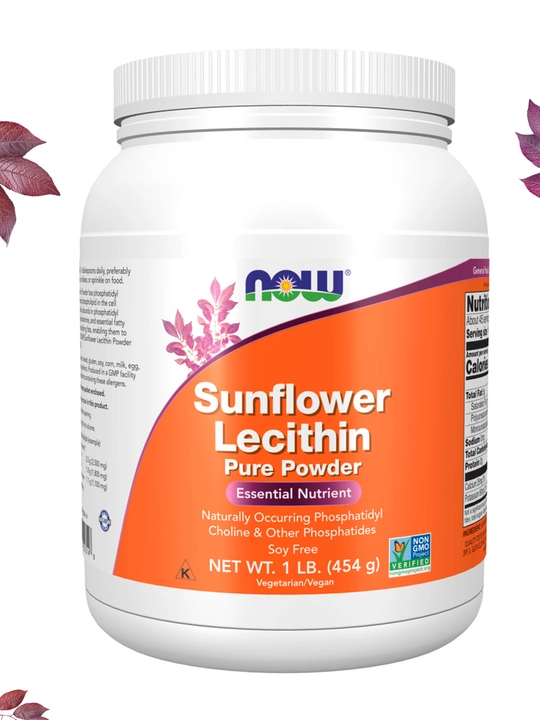 NOW Supplements, tabiiy fosfatidil xolin bilan kungaboqar lesitini, kukun, 454 g - 