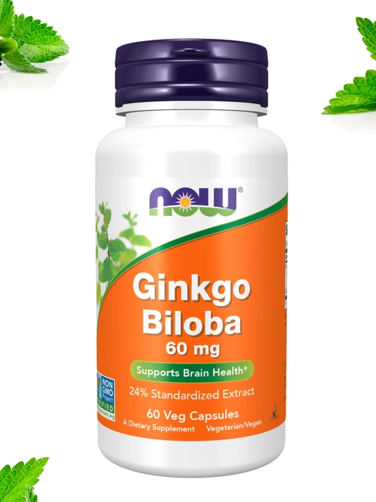 Гинкго Билоба NOW Supplements, 60 мг, Халяль