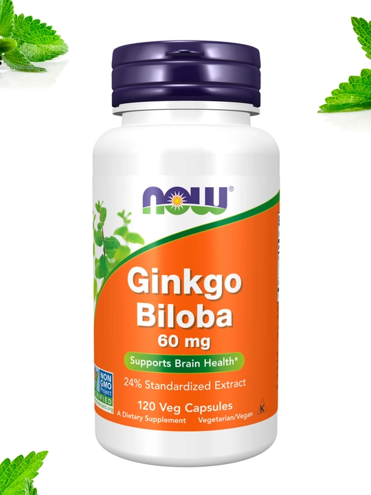 Гинкго Билоба NOW Supplements, 60 мг, Халяль