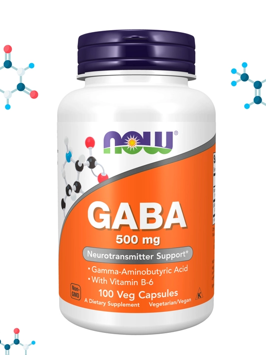 NOW Supplements, ГАБА, гамма-аминомасляная кислота, 500 мг + B-6 Витамин, Халяль