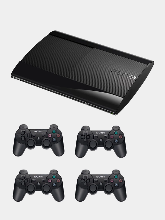 Sony Playstation 3 Supir Slim PS3 o‘yin konsoli, 4 ta o‘yin, joystiklar bilan