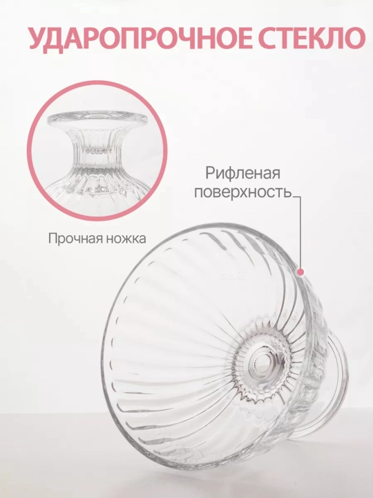 Креманки стеклянные Pasabahce IceVille для десертов и мороженого набор, 3 шт