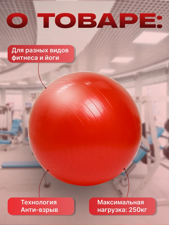 Мяч для фитнеса без шипом Fitball, фитбол 75-85-95 см, с насосом