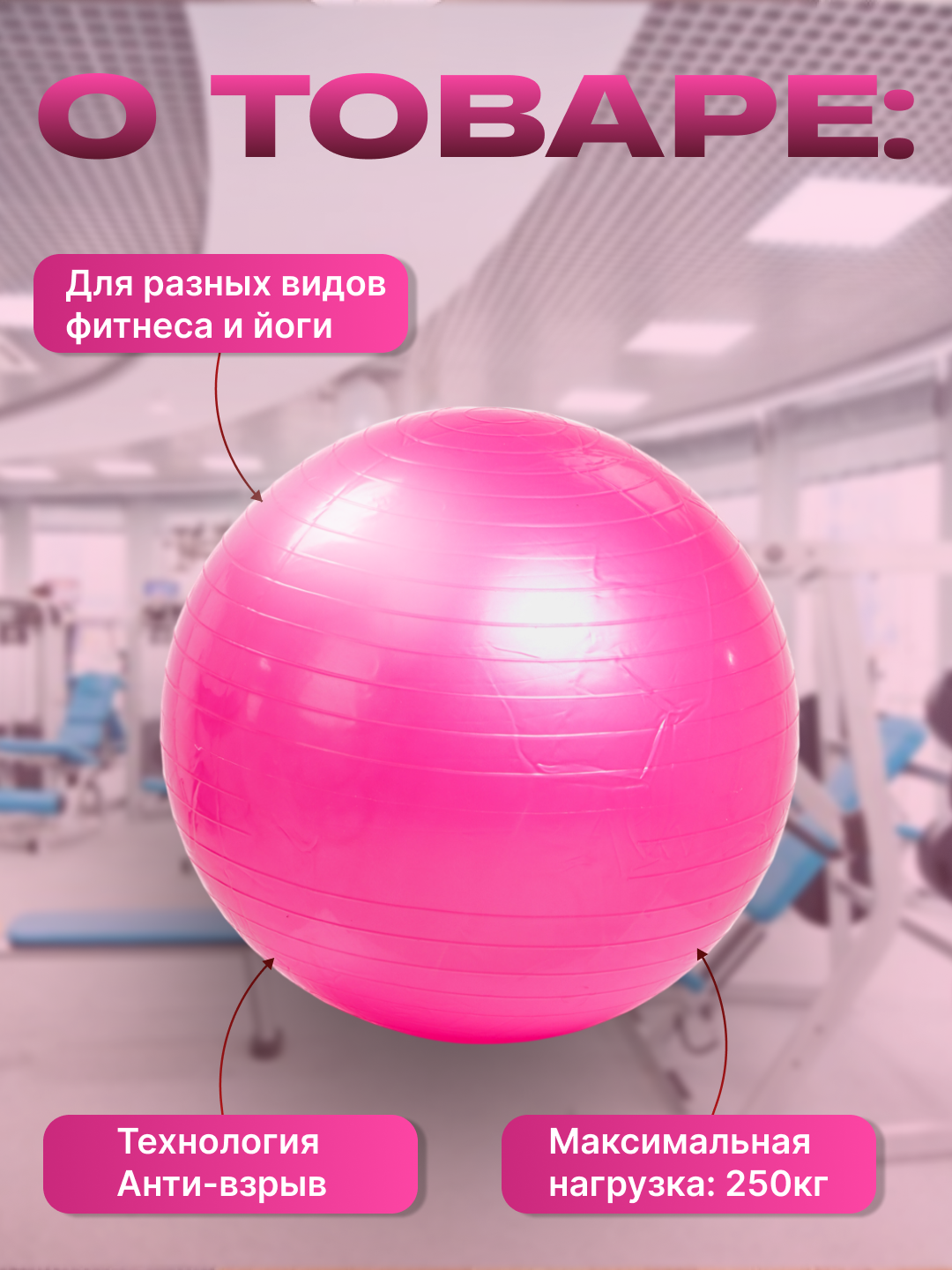 Мяч для фитнеса без шипом Fitball, фитбол 75-85-95 см, с насосом
