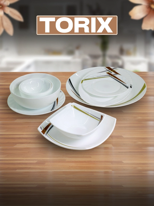 Набор посуды Torix, 84 предмета, для 12 человек из небьющейся стеклокерамики