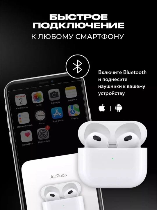 Беспроводные наушники Pods 3, сенсорные, совместимые с iPhone и Android