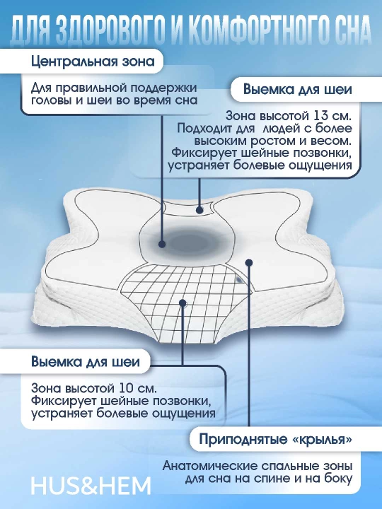 ComfortOrthoLine bo‘yin uchun xotira effektiga ega anatomik ortopedik uyqu yostig‘i