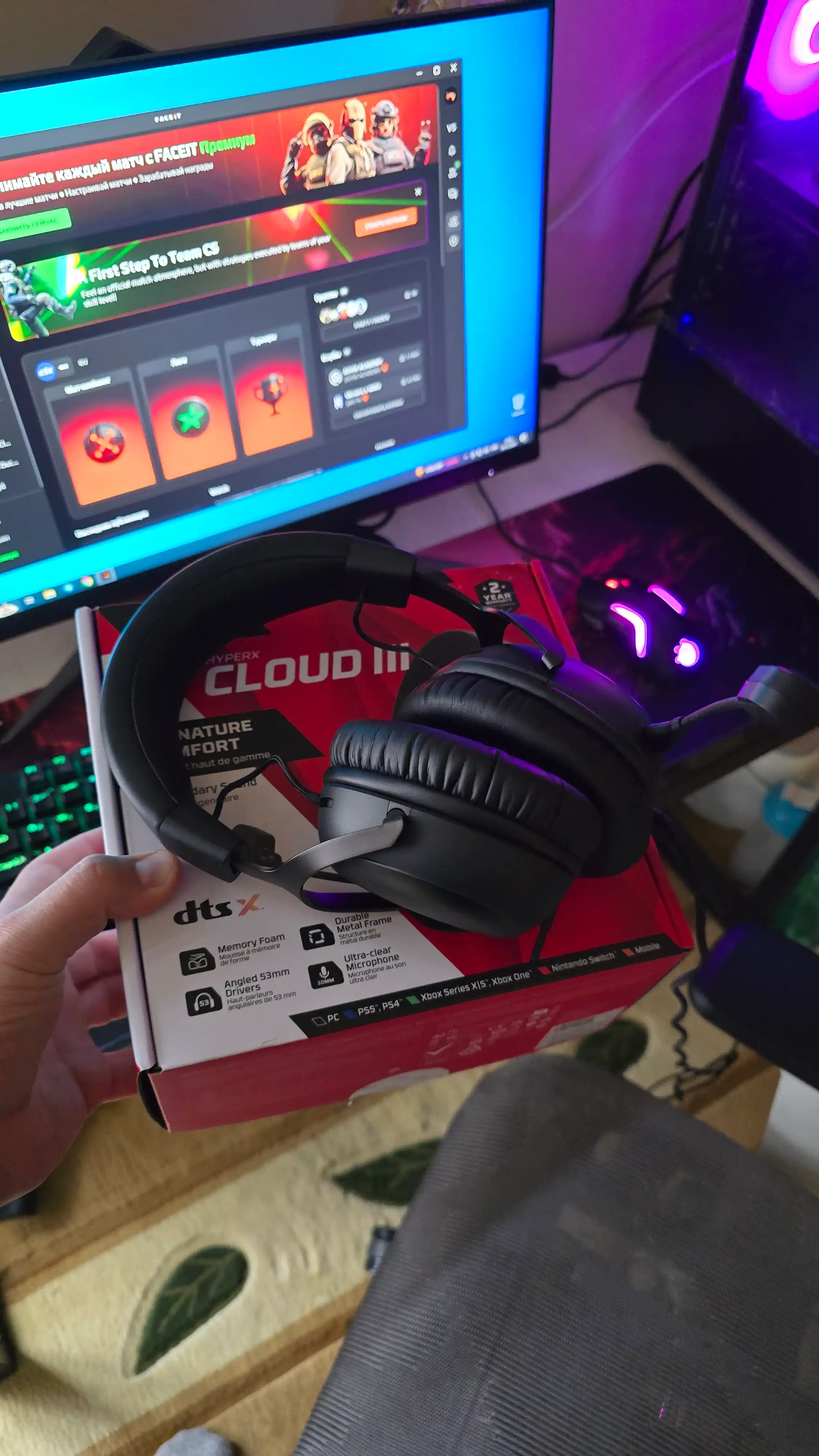 Oyin simli quloqchinlari HyperX Cloud III 7.1, oyin eshitish vositasi 727A8AA 727A9AA
