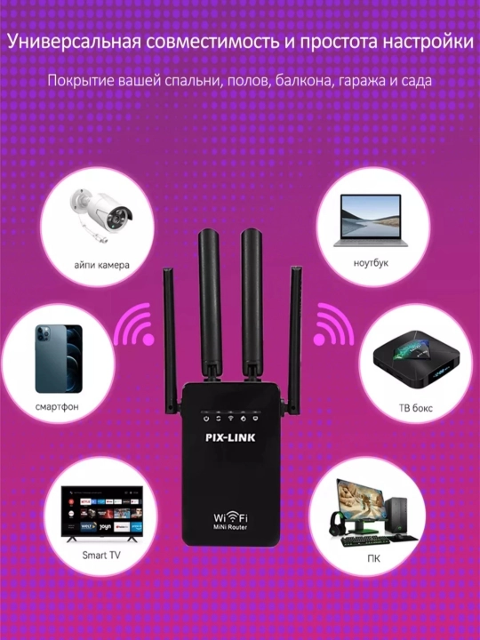 Усилитель сигнала Wi-Fi мини-роутер, репитер 3 в 1 Pix-link LV-WR09, LV-WR02EQ
