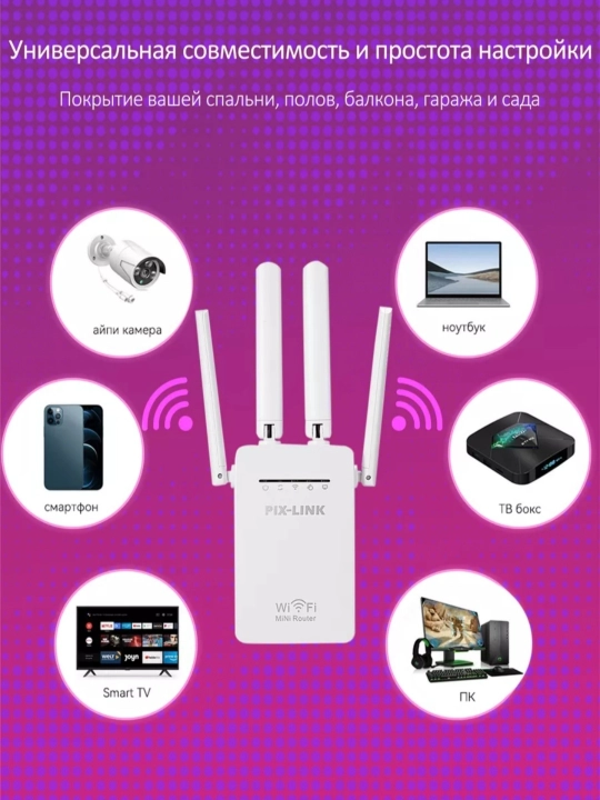 Усилитель сигнала Wi-Fi мини-роутер, репитер 3 в 1 Pix-link LV-WR09, LV-WR02EQ