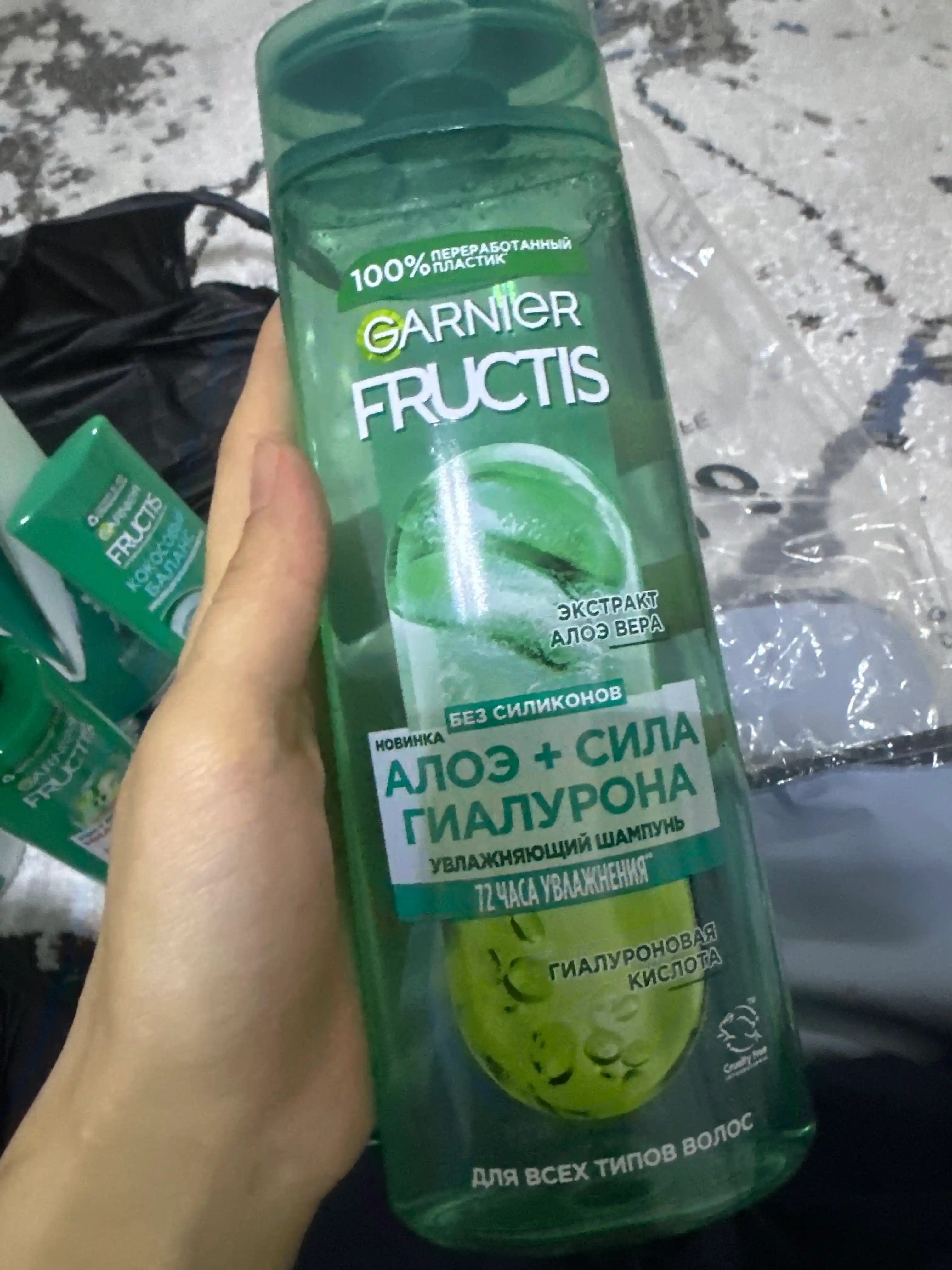 Garnier Fructis shampun fruktis, aloe + gialuron kuchi, namlovchi, barcha soch turlari uchun, 400 ml