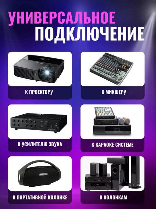 Микрофон для вокала, караоке и для колонок KDM-130, разъем 6.3м для умных колонков