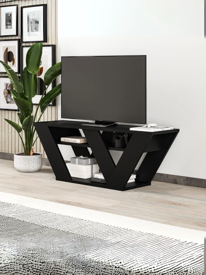 Decortie Pipralla ТВ тумба, до 110 см - Made in Turkey — DCRT38-MTV19-ЧЕРН