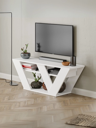 Decortie Pipralla ТВ тумба, до 110 см - Made in Turkey — DCRT38-MTV19-БЕЛЫЙ