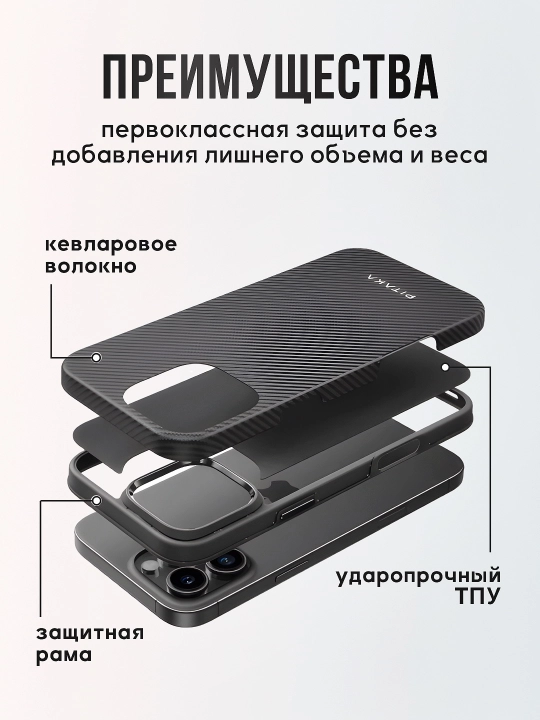 G'ilof Pitaka iphone 16 Pro, Pro Max, Magsafe, zarbaga chidamli, ota mustahkam, yengil