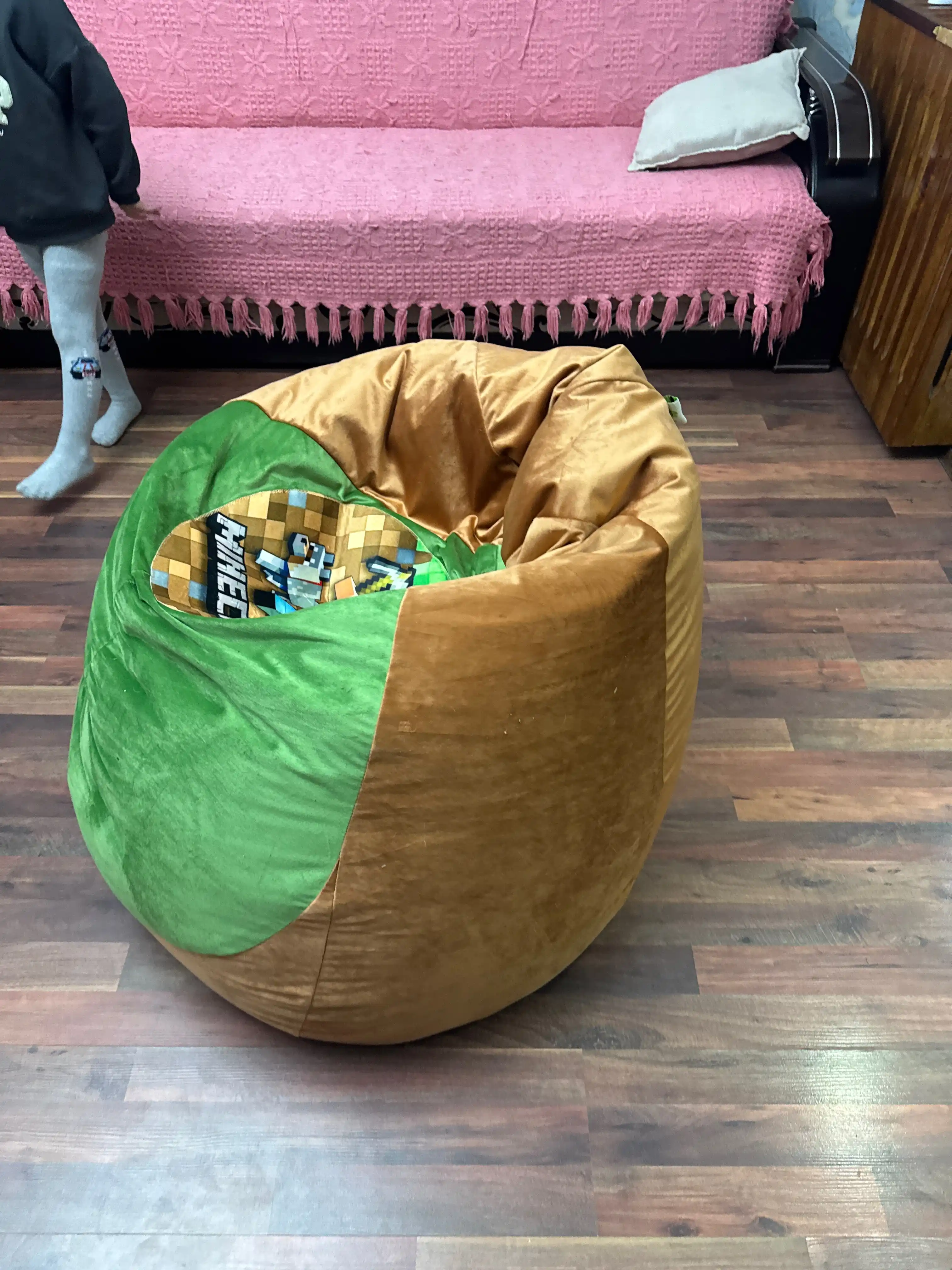 Ramkasiz kreslo meshok Bean bag XXL, o'rta o'lchamli, Minecraft nashri bilan
