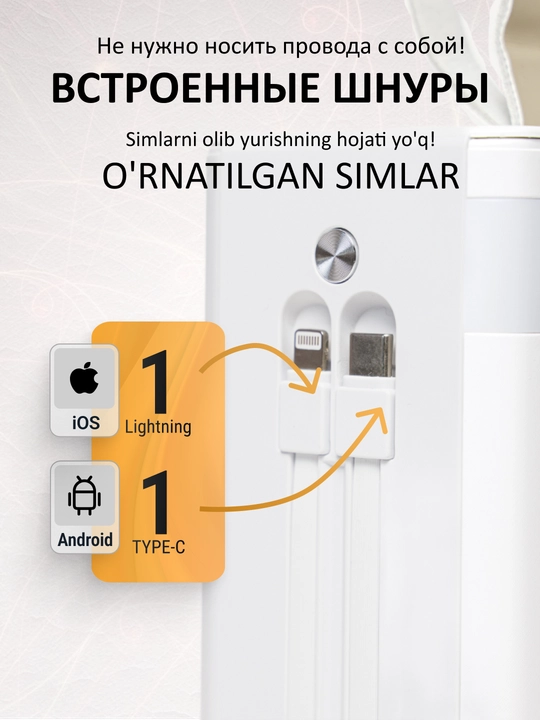 Tez zaryadlanuvchi tashqi akkumulyator, power bank 50000, 100000, 160000