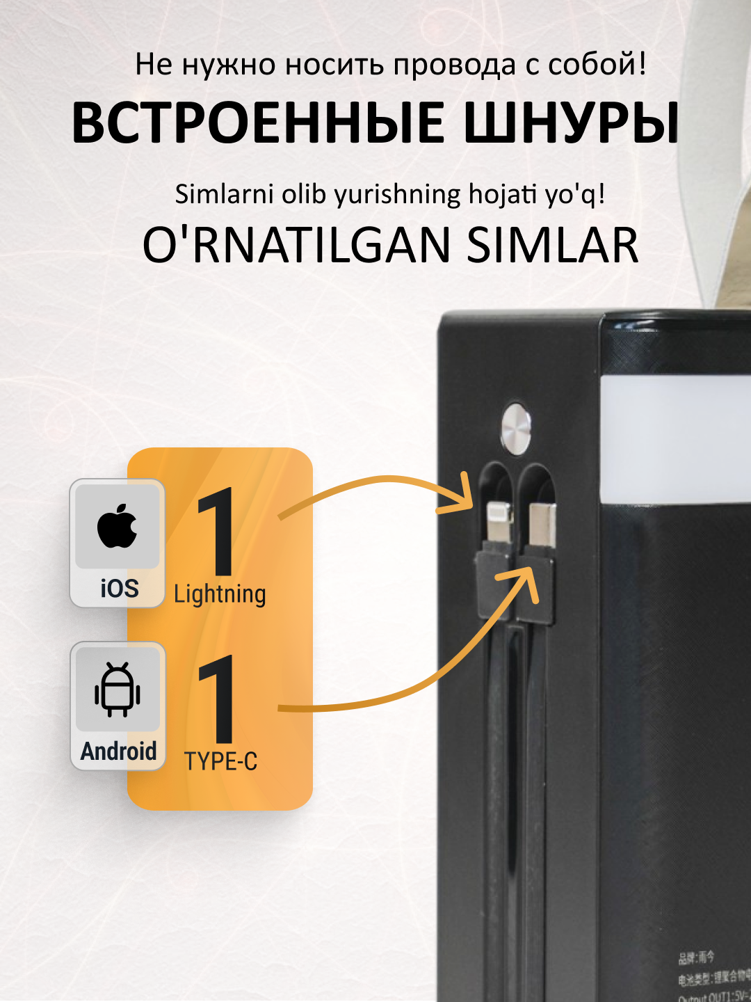 Tez zaryadlanuvchi tashqi akkumulyator, power bank 50000, 100000, 160000