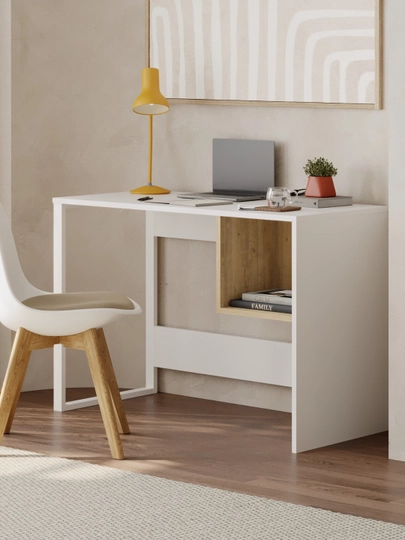 Decortie Model-4 Компьютерный, рабочий, офисный стол, Турция — DCRT38-MMS129-БЕЛЫЙ
